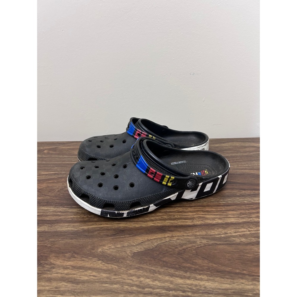 Crocs NASCAR Classic Clogs Black White Racing Mens 8 Womens 10 Checkerboard
